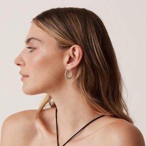 14K Gold Plated Twisted Rope Round Hoop Earrings in Rose, White and Yellow Gold