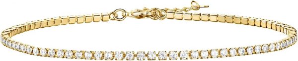 14K Gold Plated Tennis Anklets for Women | Tennis Ankle Bracelet for Women - Image 2