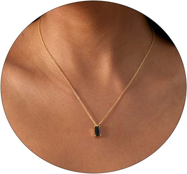 CZ Solitaire Choker Pendant Necklace for Women Dainty Cubic Zirconia Necklace 14K Gold Planted Diamond Solitaire Choker Chain Pendant Necklace for Women - Image 2