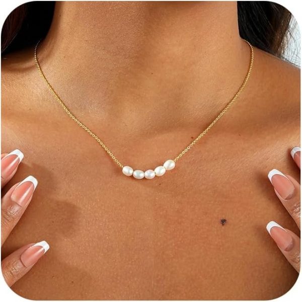 14k Gold Plated Barque Pearl Chain Necklace Delicate Handmade Cultured Pearl Necklace Everyday Jewelry for Gifts - Image 4