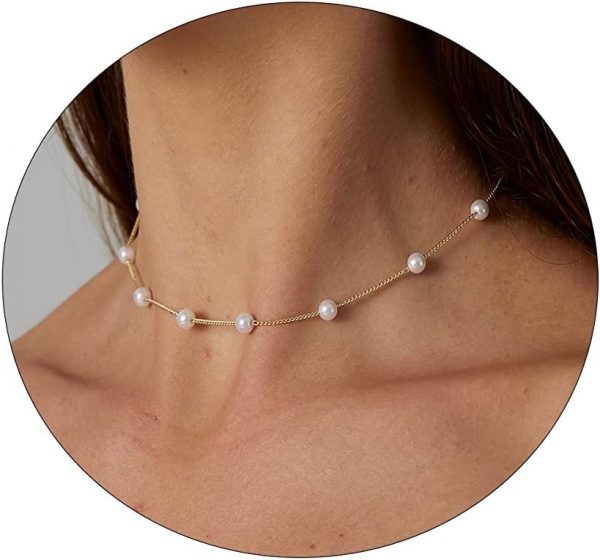 Dainty Pearl Pendant Necklaces for Women 14k Gold Plated Barque Pearl Chain Necklace Delicate Handmade Cultured Pearl Necklace Everyday Jewelry for Gifts - Image 4
