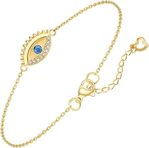 Solid 18K Over Gold Bracelet for Women, Silver/Gold Bracelet Jewelry for Women Evil Eye/Beaded/Tennis/Paperclip/Cuban/Figaro/Herringbone Chain Bracelet Trendy Jewelry Gift - Image 3