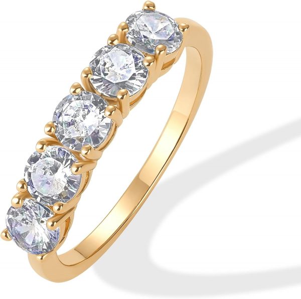 14K Gold Plated Premium Cubic Zirconia Engagement Ring for Women | Promise Eternity Ring Jewelry - Image 4