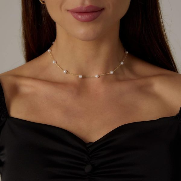 Dainty Pearl Pendant Necklaces for Women 14k Gold Plated Barque Pearl Chain Necklace Delicate Handmade Cultured Pearl Necklace Everyday Jewelry for Gifts - Image 3