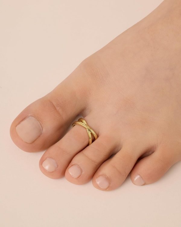 18K Gold Plated Adjustable Toe Rings for Women | Trendy Criss-Cross and Classic Band Toe Ring