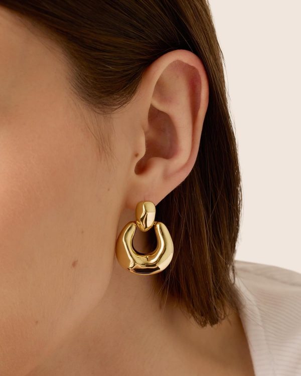14K Gold Plated Chunky Dangle Door Knocker Earrings for Women | Trendy Geometric Drop Statement Earrings | Jewelry Gifts - Image 5