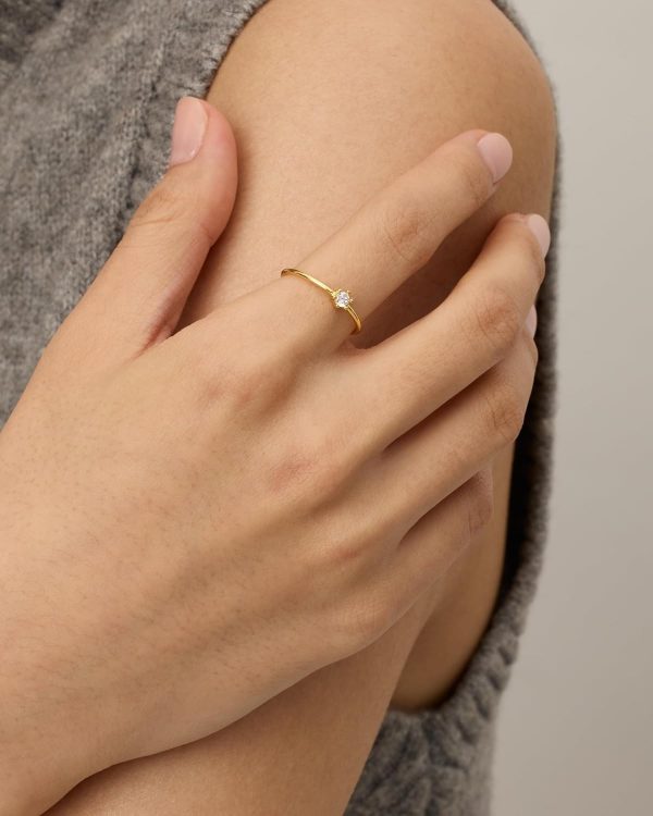18K Gold Plated Marquise Round Mini Cubic Zirconia Stackable Rings for Women | Dainty Stacking Thin Band for Women - Image 2
