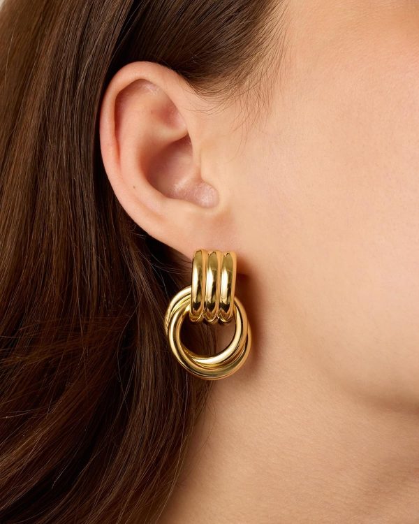 14K Gold Plated Chunky Dangle Door Knocker Earrings for Women | Trendy Geometric Drop Statement Earrings | Jewelry Gifts - Image 2