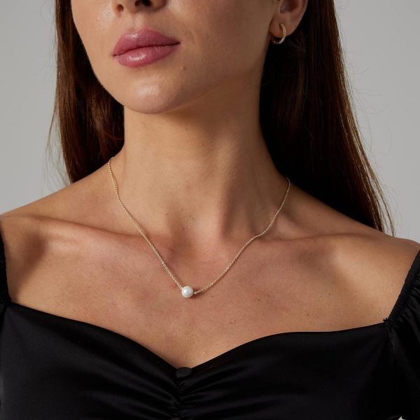 Pearl Necklaces for Women Dainty Layered Paperclip Tiny Pearl Chain Delicate Handmade Cultured Pearl Necklace Everyday Jewelry for Gifts - Image 3