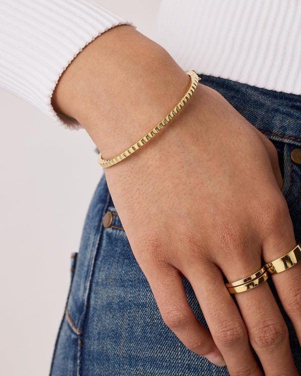 14K Gold Plated Cubic Zirconia Bangle Tennis Bracelets for Women | Classic Love Cuff Bangle Bracelets