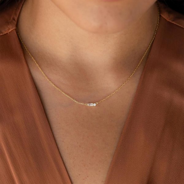 Gold Necklace for Women,Dainty Gold Necklaces 14k Gold Plated Diamond Necklaces Cute CZ Solitaire Choker Necklaces for Women Simple Cubic Zirconia Pendant Necklace Trendy Jewelry Gifts