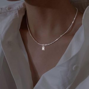 Gold Necklace for Women,Dainty Gold Necklaces 14k Gold Plated Diamond Necklaces Cute CZ Solitaire Choker Necklaces for Women Simple Cubic Zirconia Pendant Necklace Trendy Jewelry Gifts