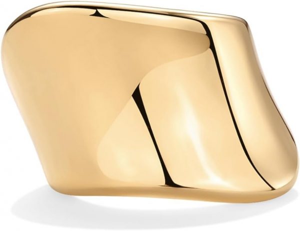 14K Gold Plated Chunky Statement Ring for Women | Stainless Steel Hypoallergenic Wide Stackable Rings - Image 3