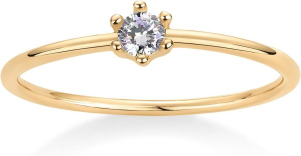 18K Gold Plated Marquise Round Mini Cubic Zirconia Stackable Rings for Women | Dainty Stacking Thin Band for Women - Image 3
