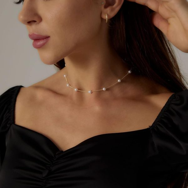 Dainty Pearl Pendant Necklaces for Women 14k Gold Plated Barque Pearl Chain Necklace Delicate Handmade Cultured Pearl Necklace Everyday Jewelry for Gifts - Image 2