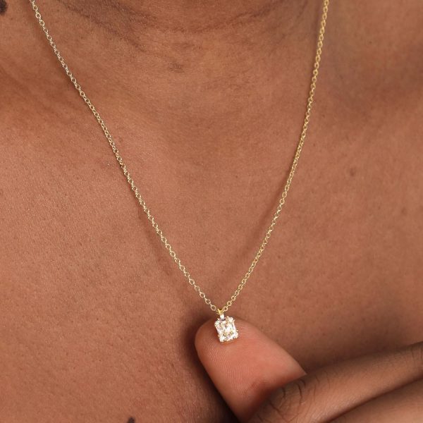 Gold Necklace for Women,Dainty Gold Necklaces 14k Gold Plated Diamond Necklaces Cute CZ Solitaire Choker Necklaces for Women Simple Cubic Zirconia Pendant Necklace Trendy Jewelry Gifts - Image 3