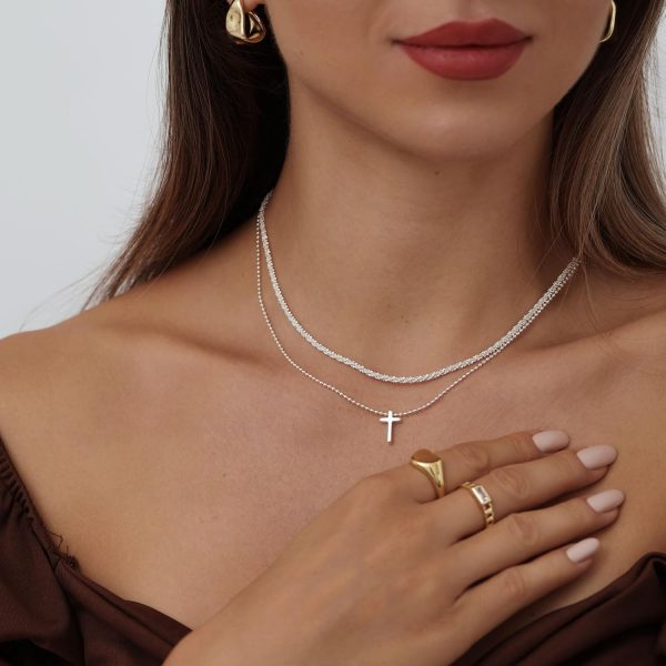 14K Gold Plated Cute Faith Cross Necklace Sideways Cross Necklace Minimal Everyday Jewelry Gift - Image 3