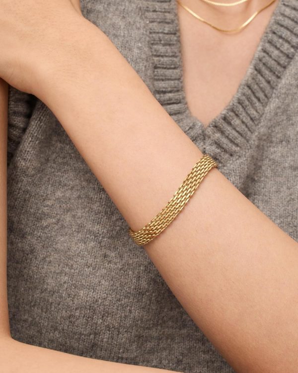 14K Gold Plated Chunky Chain Adjustable Bracelet for Women | Stainless Steel Lightweight Trendy Chain Bracelet - Image 2