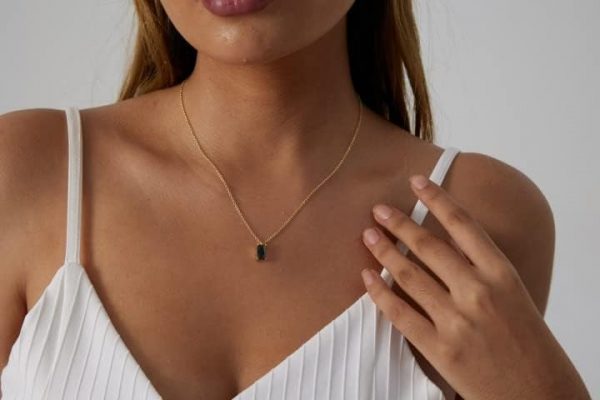 CZ Solitaire Choker Pendant Necklace for Women Dainty Cubic Zirconia Necklace 14K Gold Planted Diamond Solitaire Choker Chain Pendant Necklace for Women - Image 3