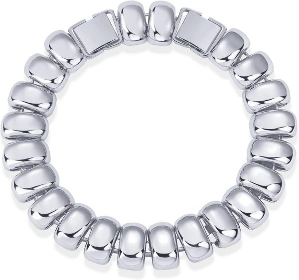 c14K Gold Plated Chunky Ribbed Texture Bracelet for Women |Gold Statement Jewelry Piece - Image 3