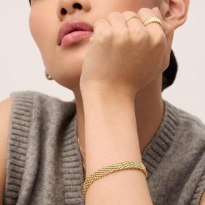 14K Gold Plated Chunky Chain Adjustable Bracelet for Women | Stainless Steel Lightweight Trendy Chain Bracelet