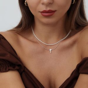 14K Gold Plated Cute Faith Cross Necklace Sideways Cross Necklace Minimal Everyday Jewelry Gift