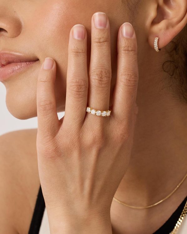 14K Gold Plated Premium Cubic Zirconia Engagement Ring for Women | Promise Eternity Ring Jewelry