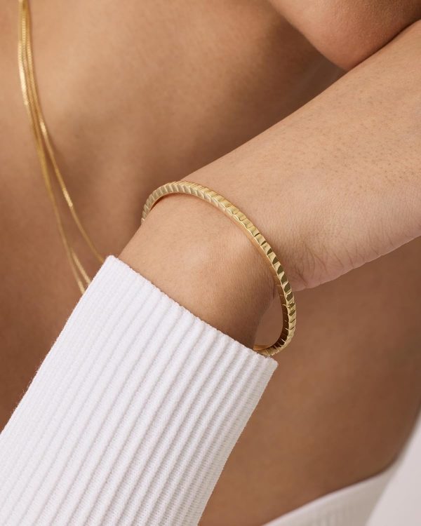14K Gold Plated Cubic Zirconia Bangle Tennis Bracelets for Women | Classic Love Cuff Bangle Bracelets - Image 2