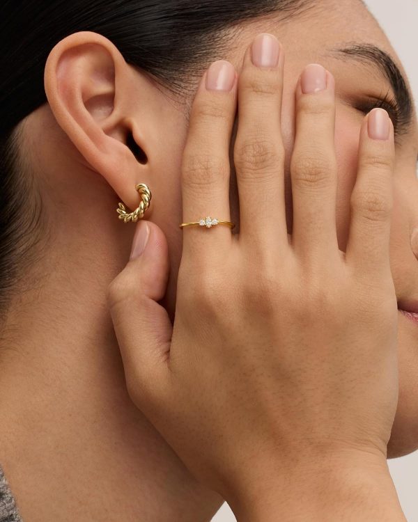 18K Gold Plated Marquise Round Mini Cubic Zirconia Stackable Rings for Women | Dainty Stacking Thin Band for Women - Image 3