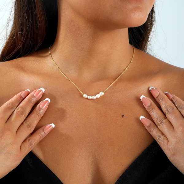 14k Gold Plated Barque Pearl Chain Necklace Delicate Handmade Cultured Pearl Necklace Everyday Jewelry for Gifts - Image 2