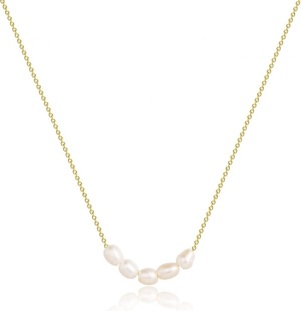 14k Gold Plated Barque Pearl Chain Necklace Delicate Handmade Cultured Pearl Necklace Everyday Jewelry for Gifts - Image 3