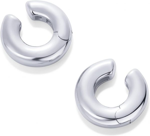 14K Gold Plated Chunky Tubular Hinged Earscape Ear Cuffs for Women | Statement Earring Pair - Image 2