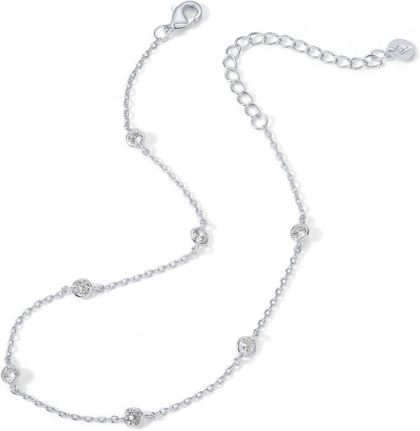 14K Gold Plated Charm Link Chain Anklets for Women | Dainty Cubic Zirconia Boho Dot Evil Eye Star Station SolitaiPearl Beaded Festival Adjustable Gold Anklets - Image 4