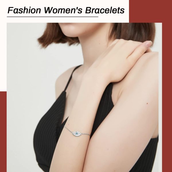 Solid 18K Over Gold Bracelet for Women, Silver/Gold Bracelet Jewelry for Women Evil Eye/Beaded/Tennis/Paperclip/Cuban/Figaro/Herringbone Chain Bracelet Trendy Jewelry Gift - Image 2
