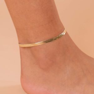 14K-18K Gold Plated Charm Link Flat Gold Anklets for Women | Beaded Marina Link Mariner Paperclip Snake Chain Jewelry Anklets