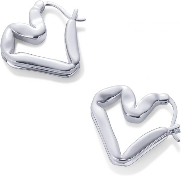 14K Gold Plated Bold Chunky Dupe Heart Hoop Earrings for Women | Gold Earring Pair - Image 5