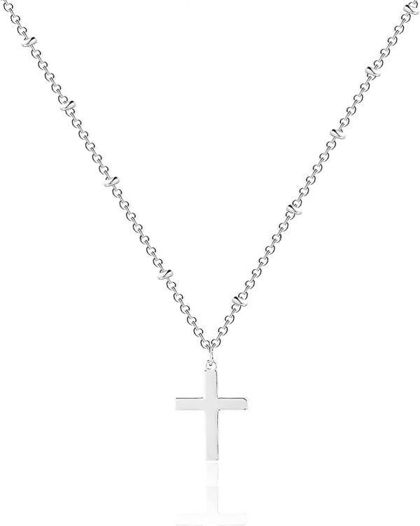 Dainty Cross Pendant Necklaces for Women 14K Gold Plated Cute Faith Cross Necklace Sideways Cross Necklace Minimal Everyday Jewelry Gift - Image 4