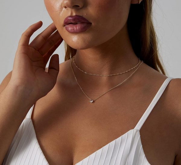 Gold Necklace for Women,Dainty Gold Necklaces 14k Gold Plated Diamond Necklaces Cute CZ Solitaire Choker Necklaces for Women Simple Cubic Zirconia Pendant Necklace Trendy Jewelry Gifts - Image 4