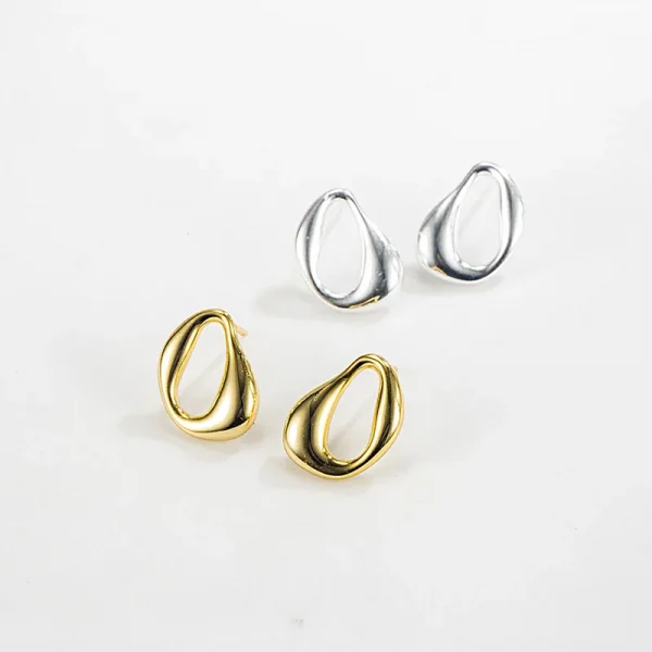 Wholesale Fine Jewelry 925 Sterling Silver Stue Earring 18K Gold Plated Simple Geometric Twisted Versatile Silver Earrings Women - Image 3
