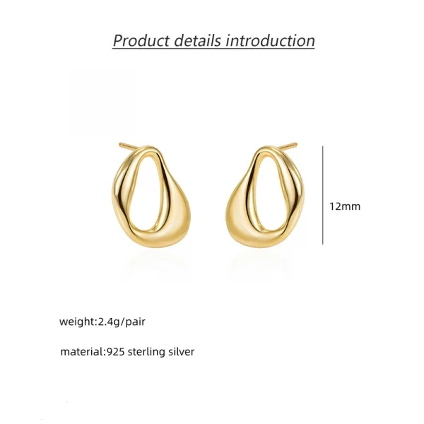Wholesale Fine Jewelry 925 Sterling Silver Stue Earring 18K Gold Plated Simple Geometric Twisted Versatile Silver Earrings Women - Image 5