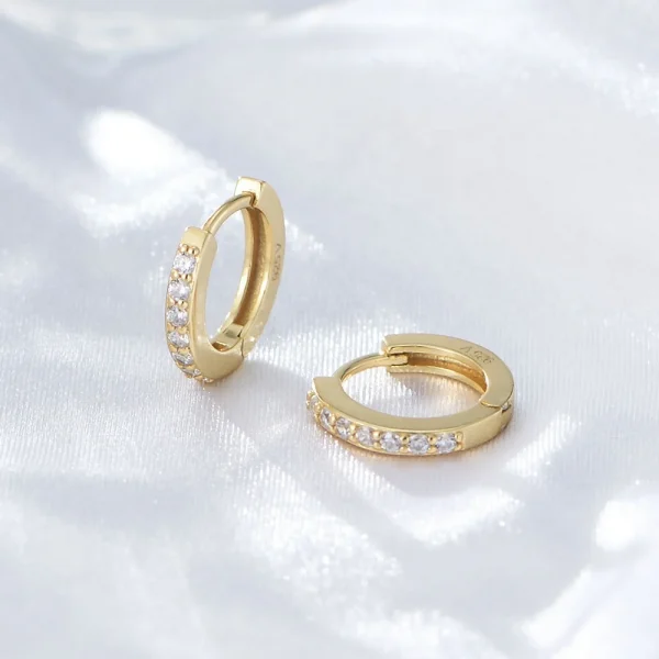 Wholesale Simple  Trendy Jewelry Psj S925 Sterling Silver 14k 18k Gold Plated Vermeil Hoop Huggies Earrings for Women Girls - Image 2