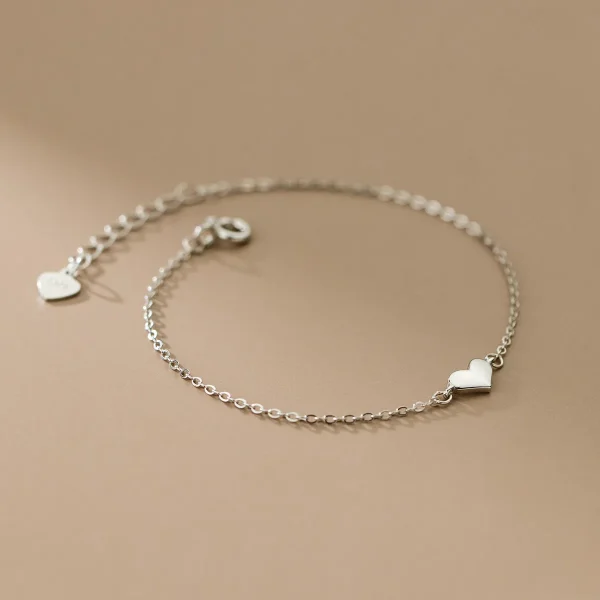 Minimalist 925 Silver love Heart Plain Gold Plated Bracelets for Women Girls Couples Lover Valentine's Day