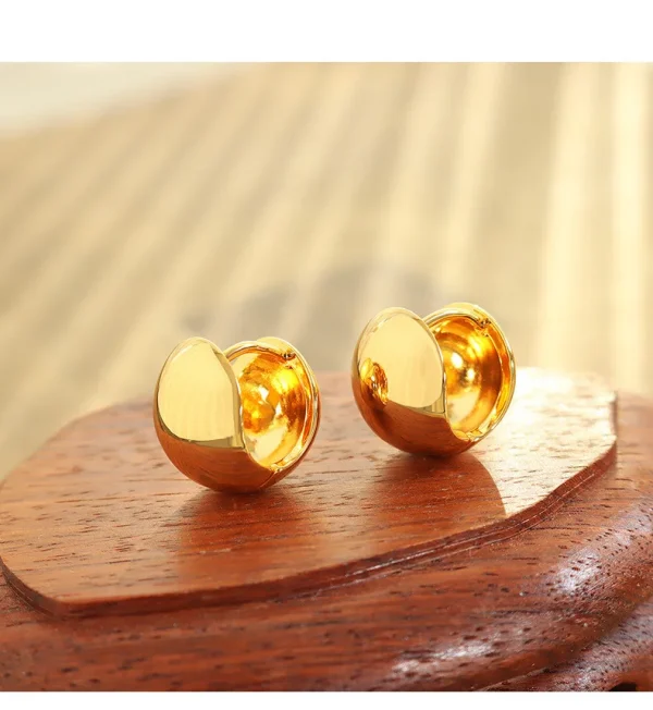2024 Personality Fashionable High Quality  Earrings Stainless Steel 18k Gold Vermeil Spherical Mini Hoop Earrings Women - Image 3