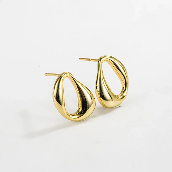 Wholesale Fine Jewelry 925 Sterling Silver Stue Earring 18K Gold Plated Simple Geometric Twisted Versatile Silver Earrings Women - Image 6