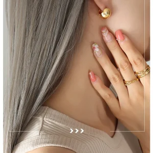 2024 Personality Fashionable High Quality  Earrings Stainless Steel 18k Gold Vermeil Spherical Mini Hoop Earrings Women