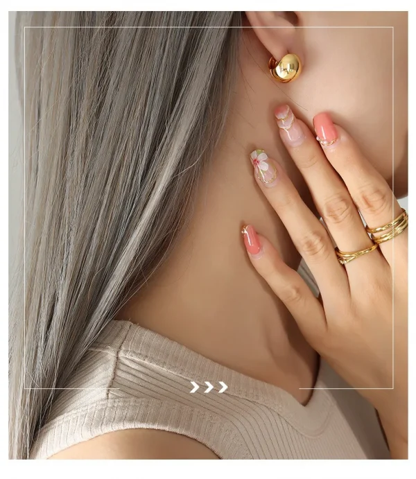 2024 Personality Fashionable High Quality  Earrings Stainless Steel 18k Gold Vermeil Spherical Mini Hoop Earrings Women