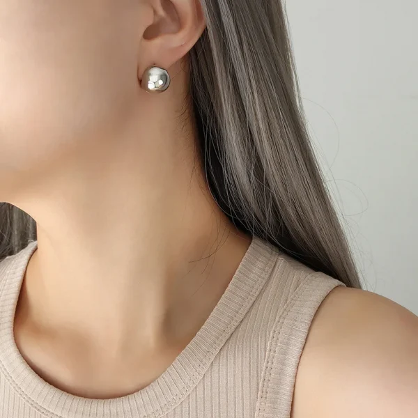2024 Personality Fashionable High Quality  Earrings Stainless Steel 18k Gold Vermeil Spherical Mini Hoop Earrings Women - Image 2